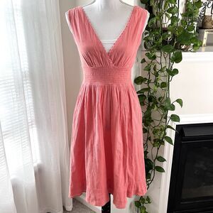 Duck Head Jeans Co. 100% Cotton Coral Pink Gauze Stretchy Sun Dress - Medium